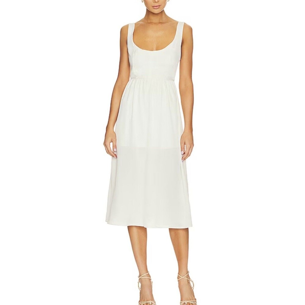 REVOLVE WeWoreWhat Corset Midi Romantic Feminine White Dress SIZE LARGE NWT